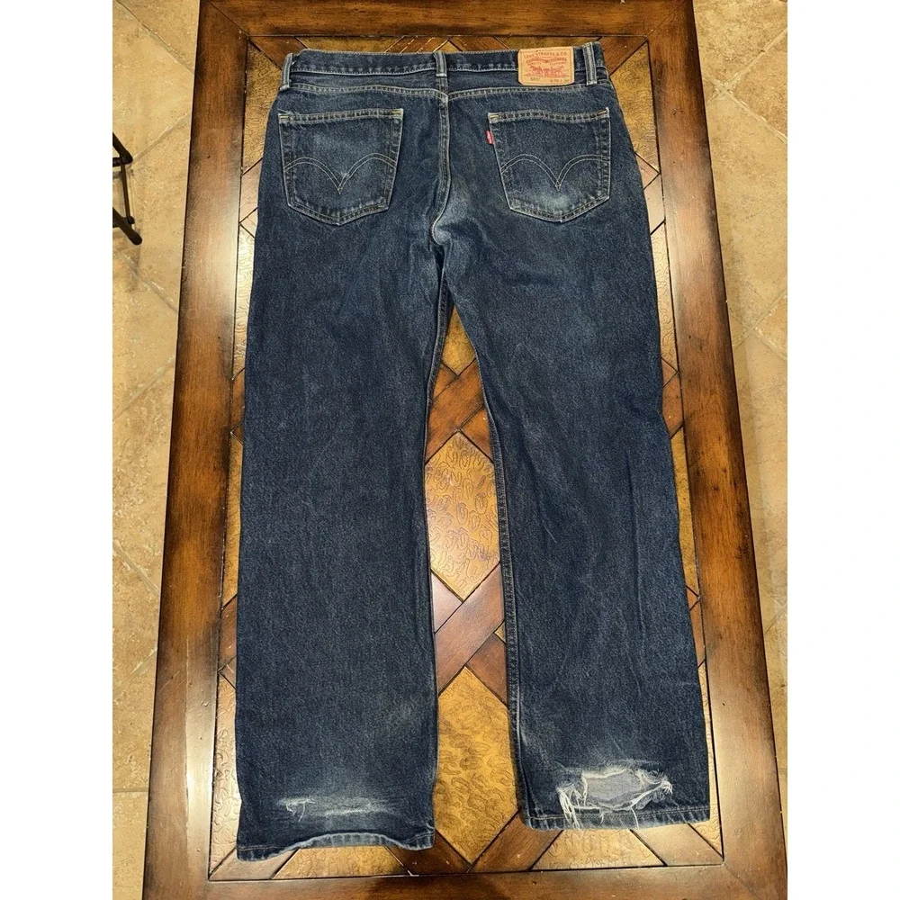 Vintage Levi's 505 Regular Fit Jeans Dark Wash Denim Straight Leg 36x30 Y2K